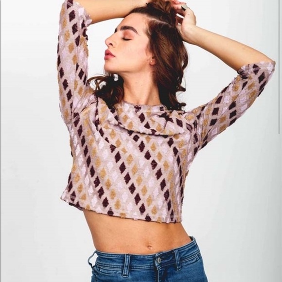 FREE PEOPLE MAGIC CARPET MAUVE MULTI CROP TOP - Picture 4 of 4